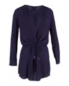 Diane Von Furstenberg Drawstring-waist Mini Dress In Navy Blue Silk In Blue