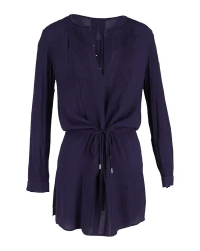 Diane Von Furstenberg Drawstring-waist Mini Dress In Navy Blue Silk