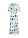 Diane Von Furstenberg Majorie Floral-print Slub Woven Midi Dress In Dianthus Large Lg Blue
