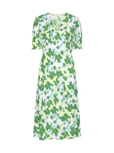 Diane Von Furstenberg Dress In Earth Floral Multi Med Ch