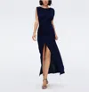 Diane Von Furstenberg Gertrude Ruched Maxi Dress In Blue
