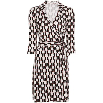 Diane Von Furstenberg Jeanne Silk Dress In Brown/white