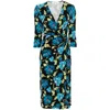 Diane Von Furstenberg Multicolor Floral Wrap Midi Dress With Elegant V-neckline In Multicolor