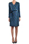 Diane Von Furstenberg Multicolor Wrap Dress With Geometric Pattern In Multicolor