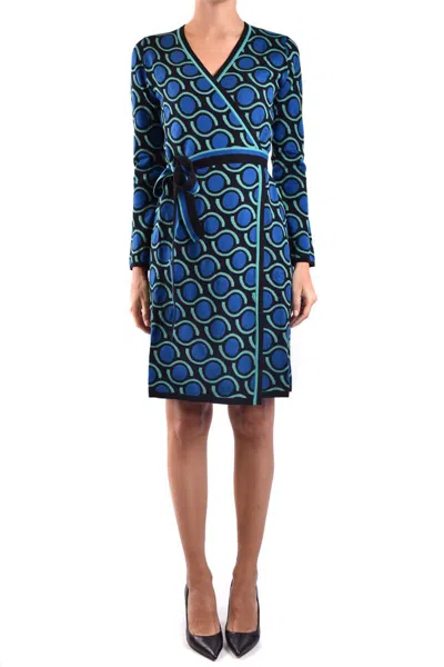 Diane Von Furstenberg Multicolor Wrap Dress With Geometric Pattern