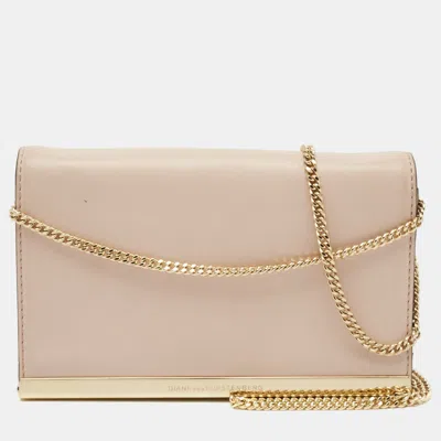 Pre-owned Diane Von Furstenberg Dusty Pink Leather Metal Flap Chain Clutch