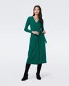 Diane Von Furstenberg Astrid Wool And Cashmere-blend Midi Wrap Dress In Cilantro