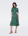 Diane Von Furstenberg Nella Printed Mock Neck Midi Dress In Clover Twigs Green