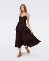 Diane Von Furstenberg Kali Linen-blend Midi Dress In Brown