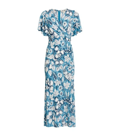 Diane Von Furstenberg Floral Print Midi Dress In Blue