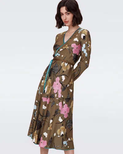 Diane Von Furstenberg Dvf In Festival Floral Teal And Olive