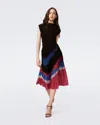 Diane Von Furstenberg Rick Sleeveless Pleated Midi Dress In Floating Block