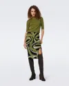 Diane Von Furstenberg Lyla Wool-blend Skirt In Huge Cassette Tape Shadow Green