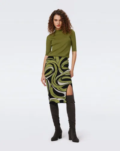 Diane Von Furstenberg Lyla Wool-blend Skirt In Green