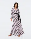 Diane Von Furstenberg Higos Geo Print Long Sleeve Wide Leg Jumpsuit In Huge Freedom Flags Pink