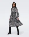 Diane Von Furstenberg Kent Tiered Zebra-print Crepon Midi Dress In Huge Zebra Ivory
