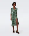 Diane Von Furstenberg Abigail Silk Jersey Midi Wrap Dress In Intermission Geo Green