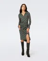 Diane Von Furstenberg Lilly Mesh Dress In Intermission Geo Signature Turqu