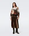 Diane Von Furstenberg Dvf In Knitsun Pleats Camel And Brown