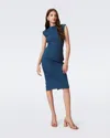 Diane Von Furstenberg Darrius Sleeveless Ruched Bodycon Dress In Moroccan Blue