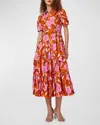 Diane Von Furstenberg Queena Floral-print Cotton-blend Poplin Midi Shirt Dress In Palm Floral