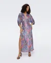 Diane Von Furstenberg Jessel Wrap-effect Sequined Stretch-mesh Maxi Dress In Redemption Rose Blue Red