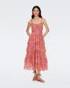 Diane Von Furstenberg Modena Tiered Cotton And Silk-blend Voile Midi Dress In Star Fruit Geo