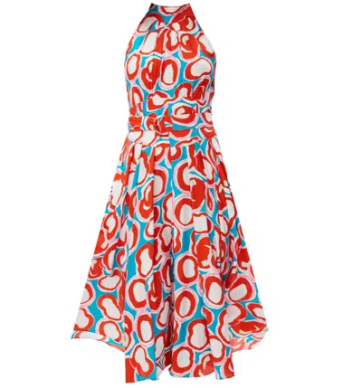 Diane Von Furstenberg Dvf Women Nicola Midi Dress Abstract Dot Lg Turquoise In Multi