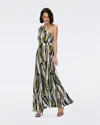 Diane Von Furstenberg Kiera One-shoulder Printed Jersey Maxi Dress In Zebra Mist