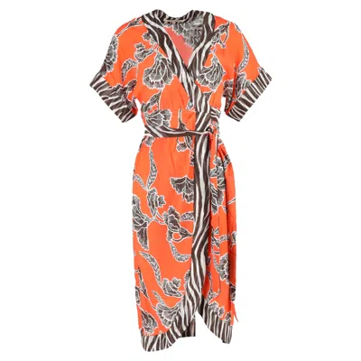 Diane Von Furstenberg Echo Midi Wrap Dress In Orange Viscose