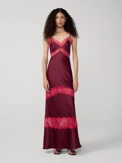 Diane Von Furstenberg Eden Tiered Lace-inset Maxi Slip Dress In Pink