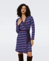 Diane Von Furstenberg Edwina Knit Jacquard Wrap Dress In Blue