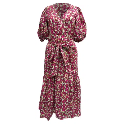 Diane Von Furstenberg Elektra Printed Midi Wrap Dress In Pink Viscose In Multi
