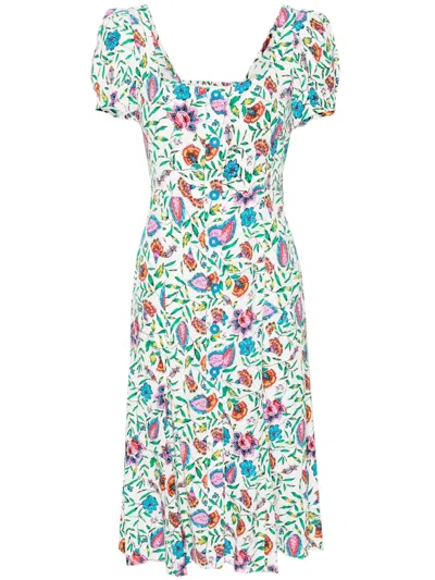 Diane Von Furstenberg Elena Floral-print Midi Dress In White