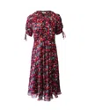 Diane Von Furstenberg Eleonora Ruched Midi Dress In Red Print Viscose In Multi