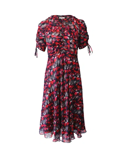Diane Von Furstenberg Eleonora Ruched Midi Dress In Red Print Viscose In Multi