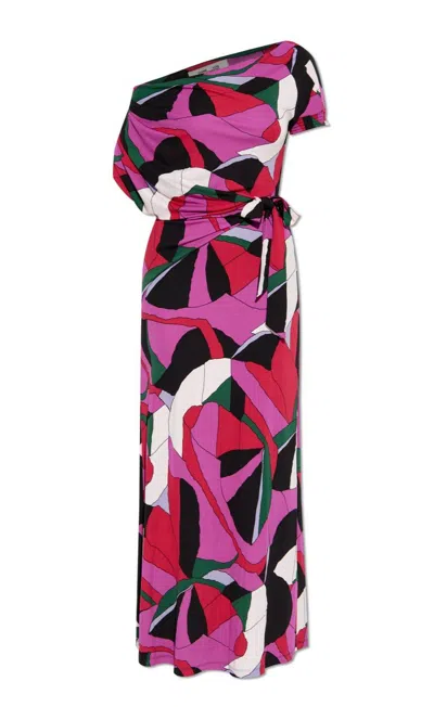 Diane Von Furstenberg Eliana Abstract Printed Maxi Dress In Pink/black