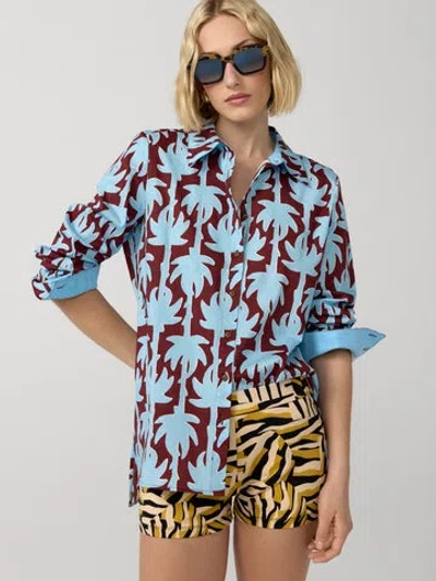 Diane Von Furstenberg Ellie Blouse In Heritage Palm Mini Nirvana