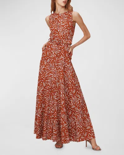 Diane Von Furstenberg Elliot Abstract-print Cotton-linen Maxi Dress In Water Tiger Caramel