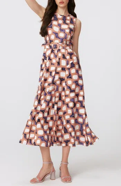 Diane Von Furstenberg Elliott Abstract Print Sleeveless Midi Dress In Multi
