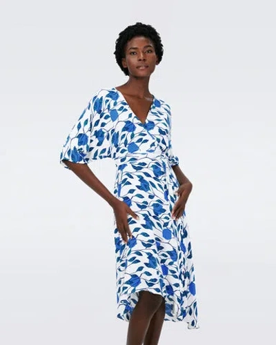Diane Von Furstenberg Eloise Faux Wrap Midi Dress In Lantern_leaves_ivory_med