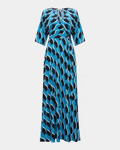 Diane Von Furstenberg Eloise Maxi Dress In Bird Weave Balanchine Blue