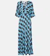 Diane Von Furstenberg Eloise Geometric-print Maxi Wrap Dress In Blue