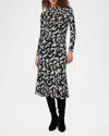 Diane Von Furstenberg Emanuelle Abstract-print Ruched Midi Dress In Moon Landing