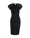 Diane Von Furstenberg Embellished Midi Dress In Black Wool In Black