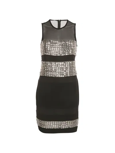 Pre-owned Diane Von Furstenberg Embellished Mini Dress In Black