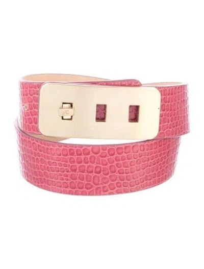 Pre-owned Diane Von Furstenberg Embossed Leather Waist Belt In Pink