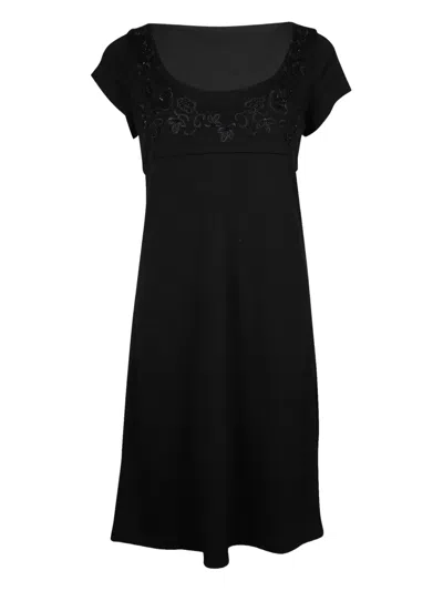 Pre-owned Diane Von Furstenberg Embroidered Mini Dress In Black