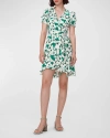 DIANE VON FURSTENBERG EMILIA FLORAL-PRINT PUFF-SLEEVE MINI WRAP DRESS