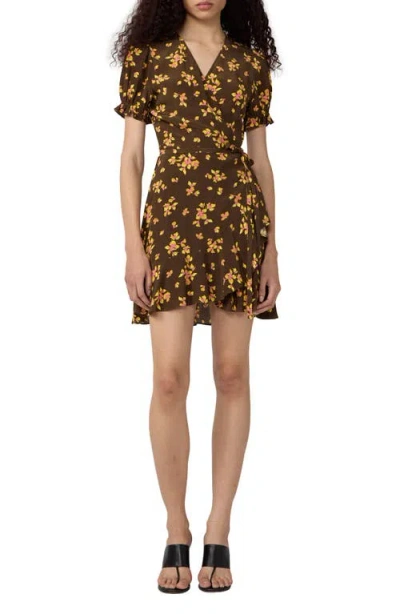 Diane Von Furstenberg Emilia Floral Wrap Minidress In Brown